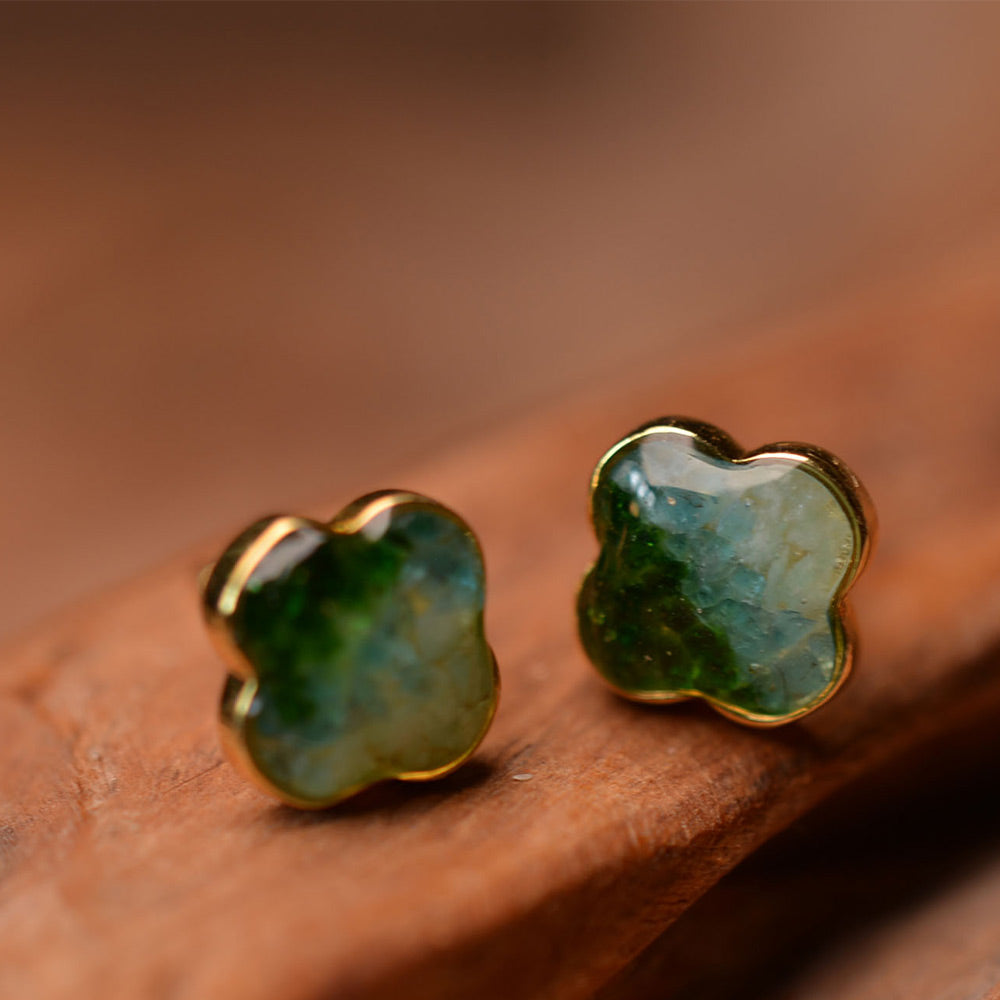 Studs – Four-Leaf Clover, Emerald Green