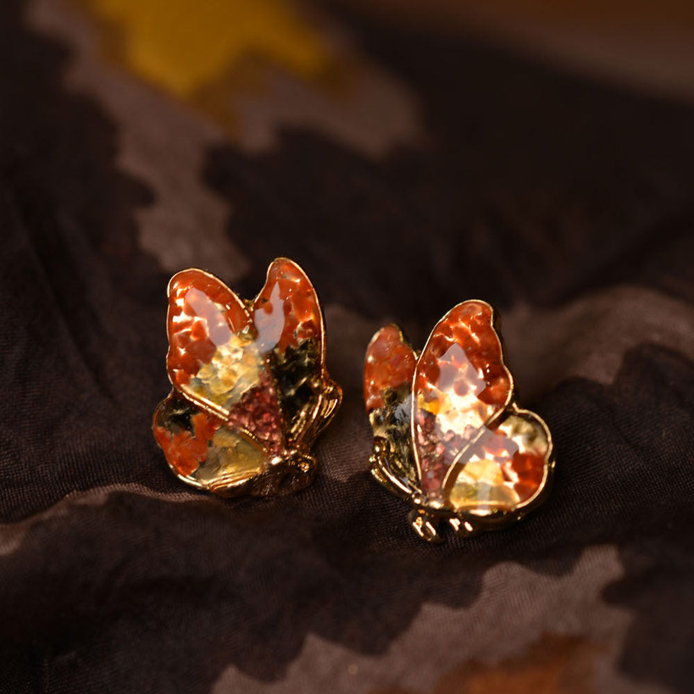Butterfly Wing Stud Earrings - Red & Prosperous Series