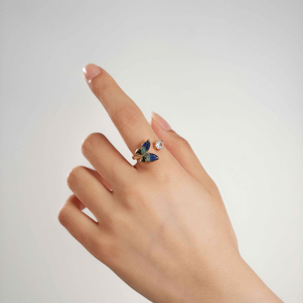 Royal Blue Gradient Butterfly Ring