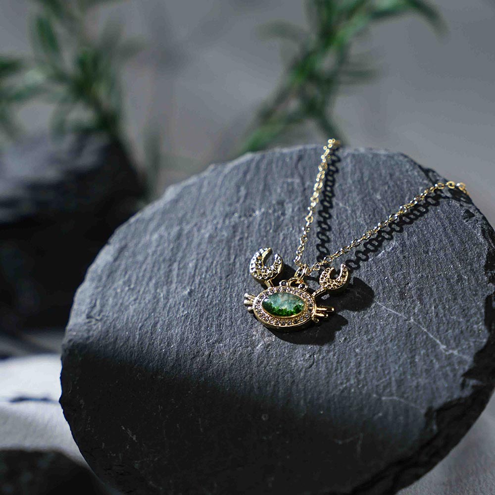 Emerald Green Crab Necklace