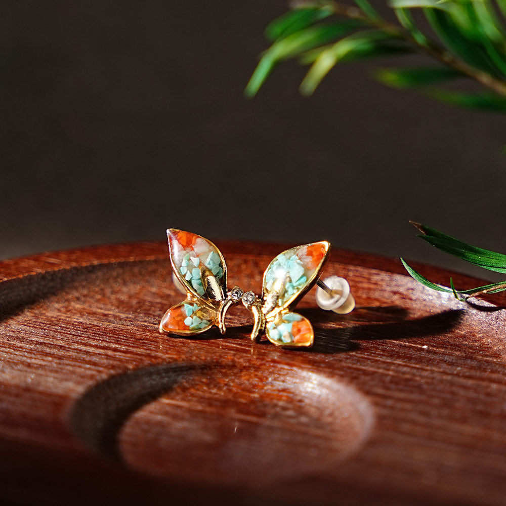Butterfly Wing Stud Earrings – Dunhuang Color
