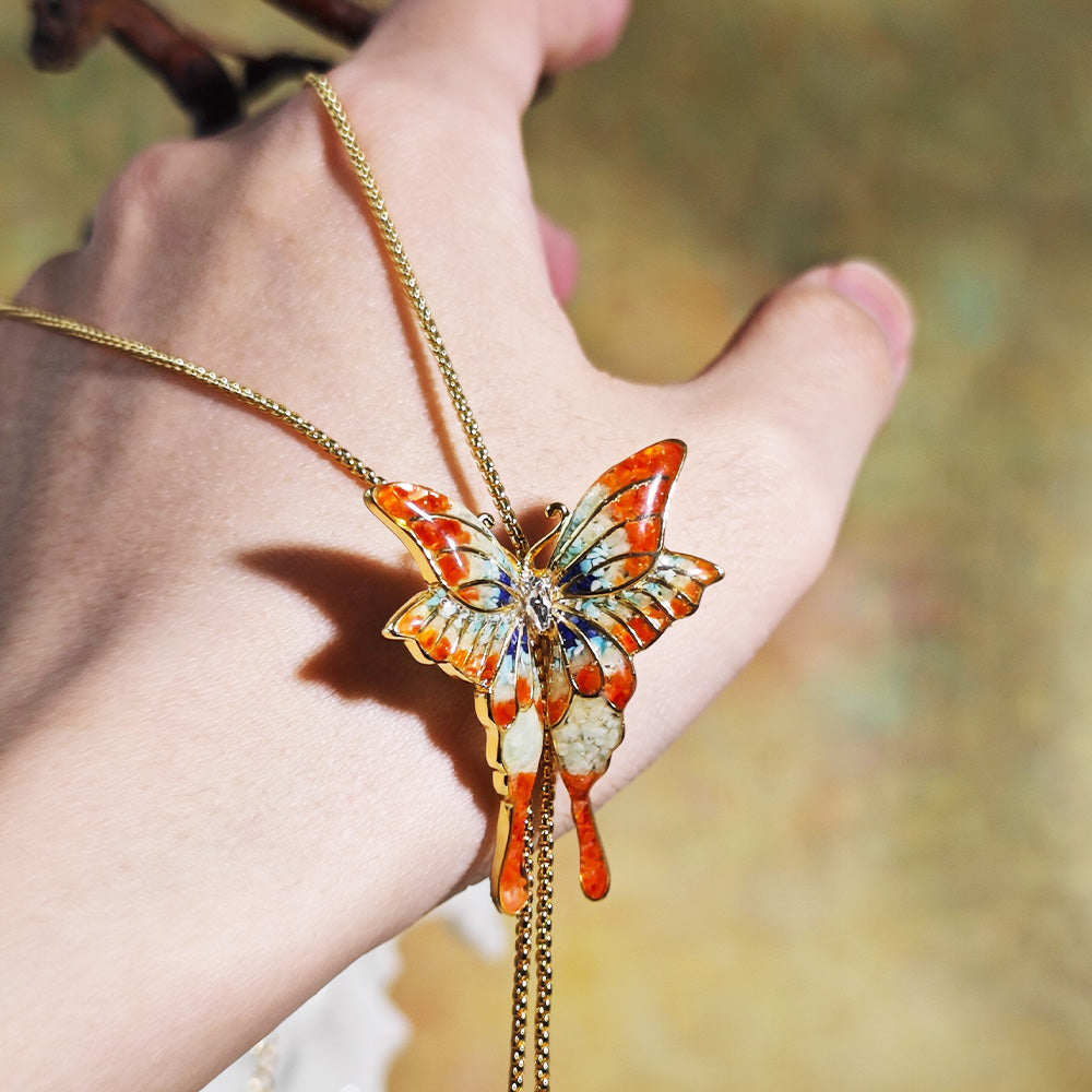 Large Butterfly Necklace – Dunhuang Red