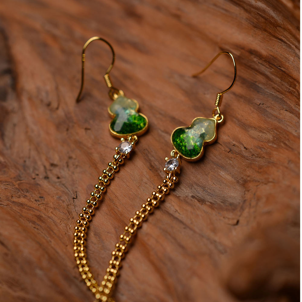 Gourd Stud Earrings with Pendant