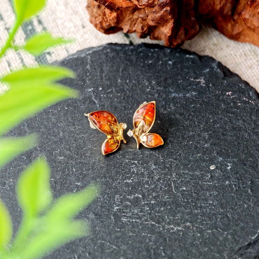 Prosperous Red Butterfly Wing Stud Earrings – Style A
