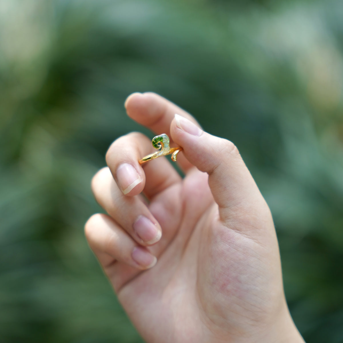 Jade Green Auspicious Cloud Open Ring