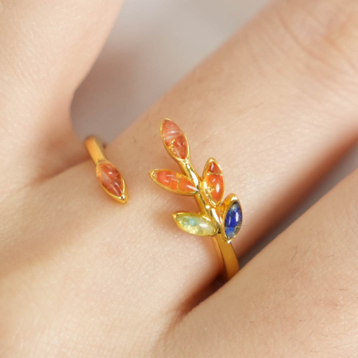 Dunhuang-Colored Olive Branch Ring