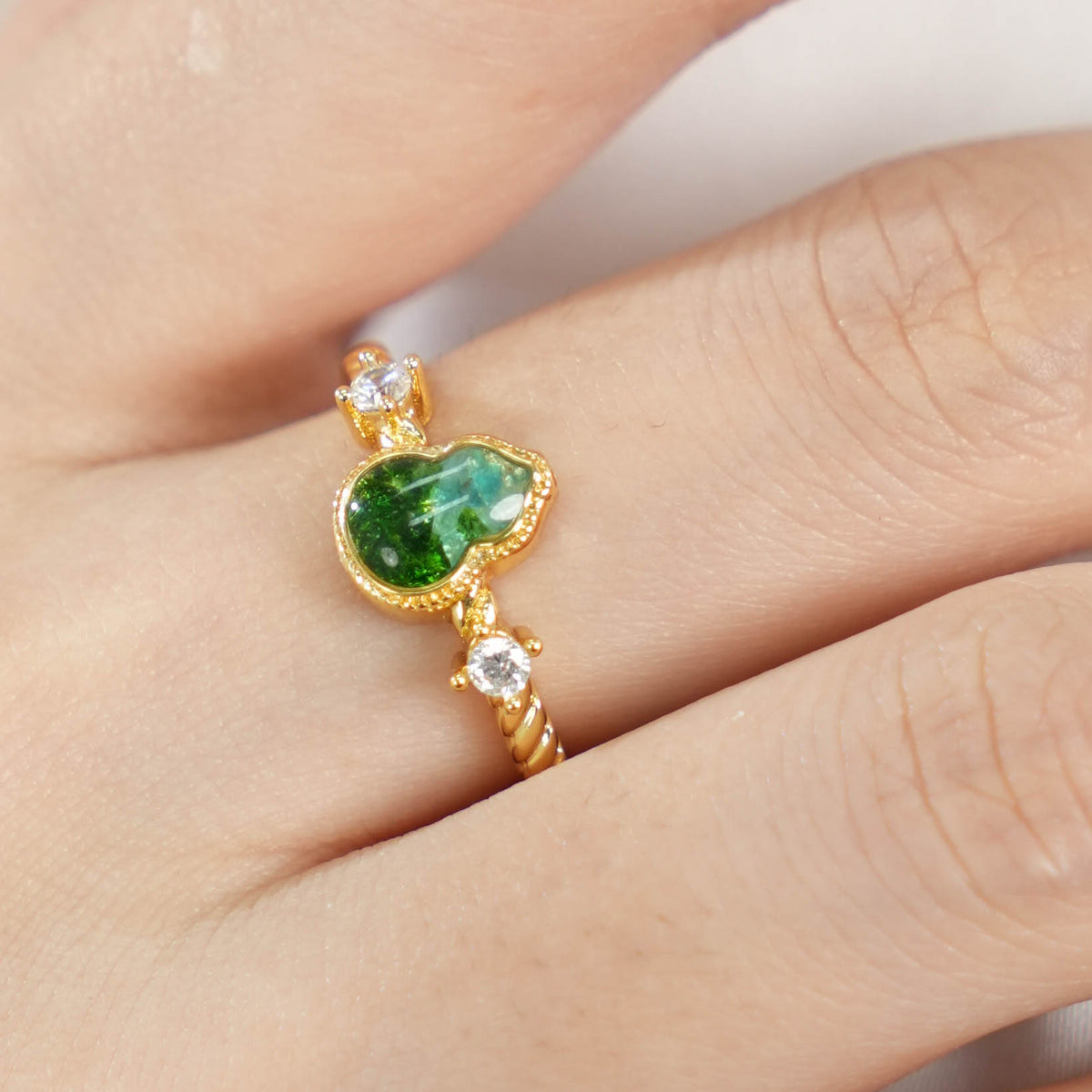 Jadeite Green Gourd Ring