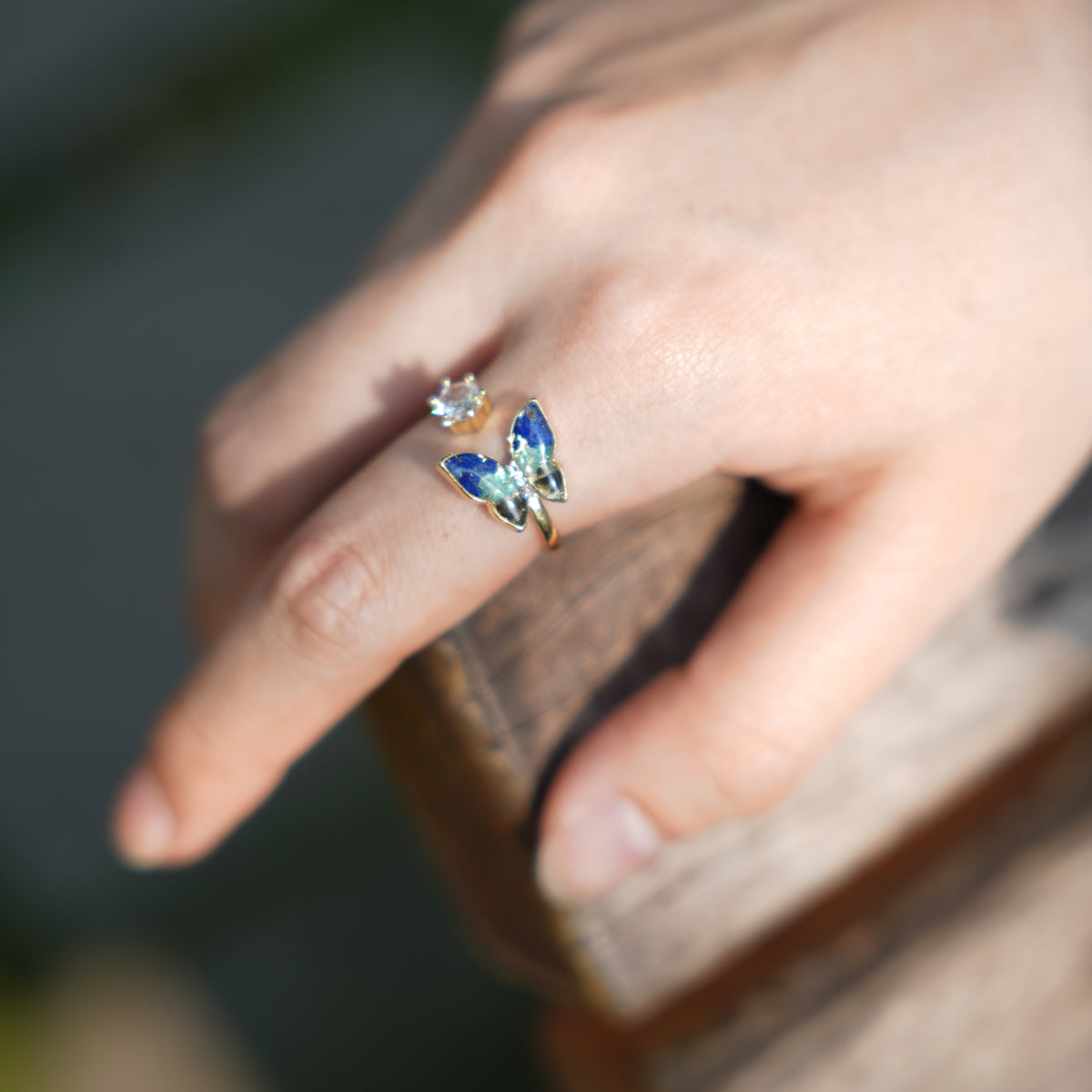 Royal Blue Gradient Butterfly Ring
