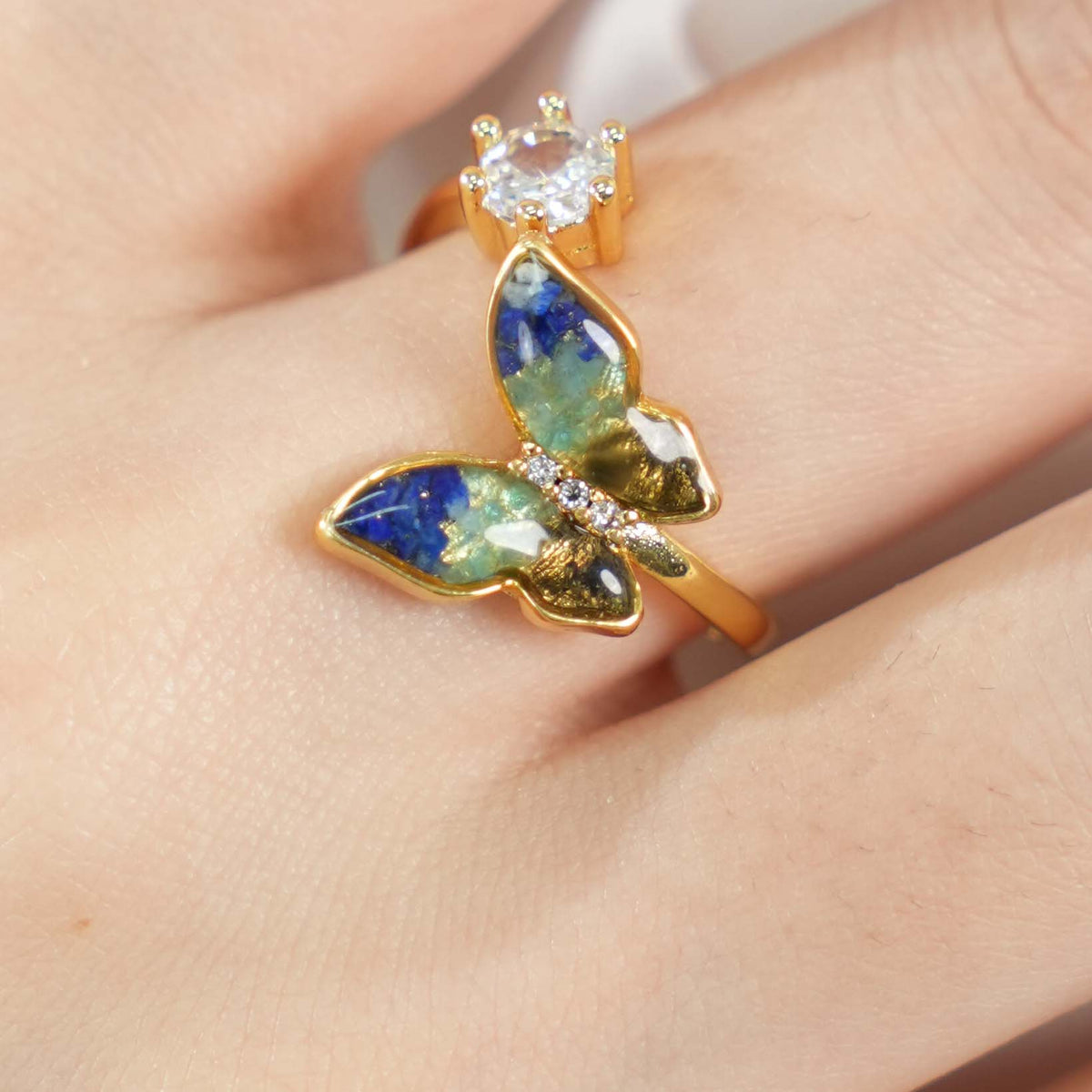 Royal Blue Gradient Butterfly Ring