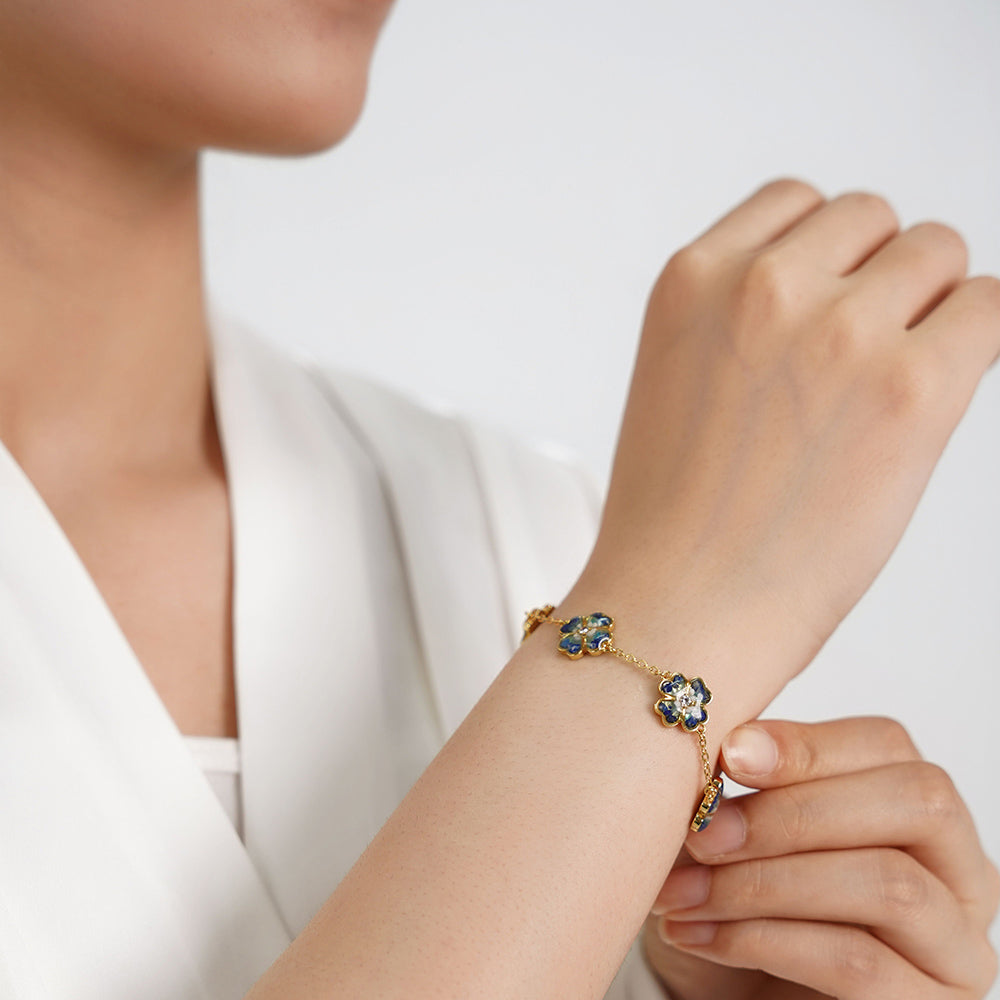 Bracelet – Four-Leaf Clover B, Blue & White Series