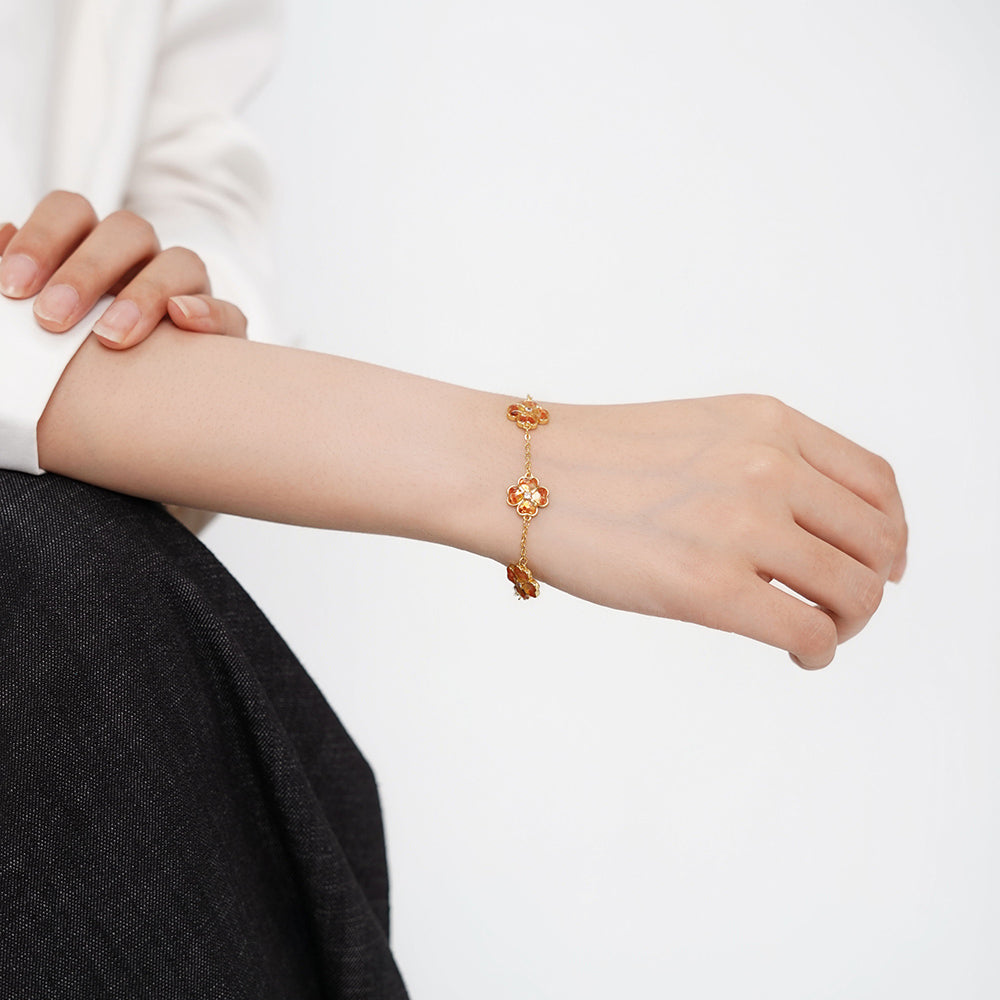 Bracelet – Four-Leaf Clover, Prosperous Red Series