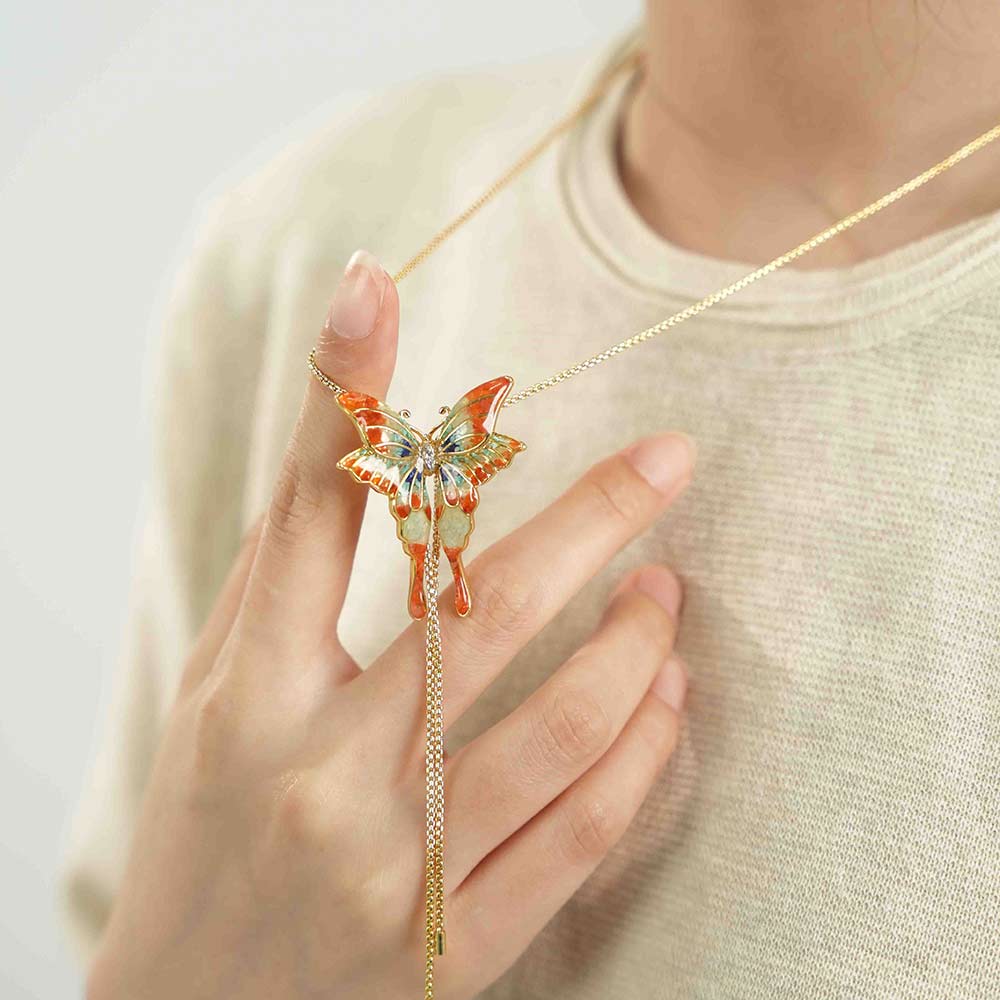 Large Butterfly Necklace – Dunhuang Red