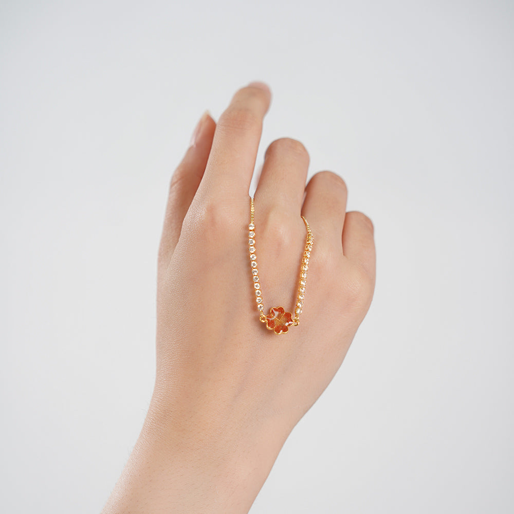 Bracelet – Four-Leaf Clover C, Prosperous Red Series