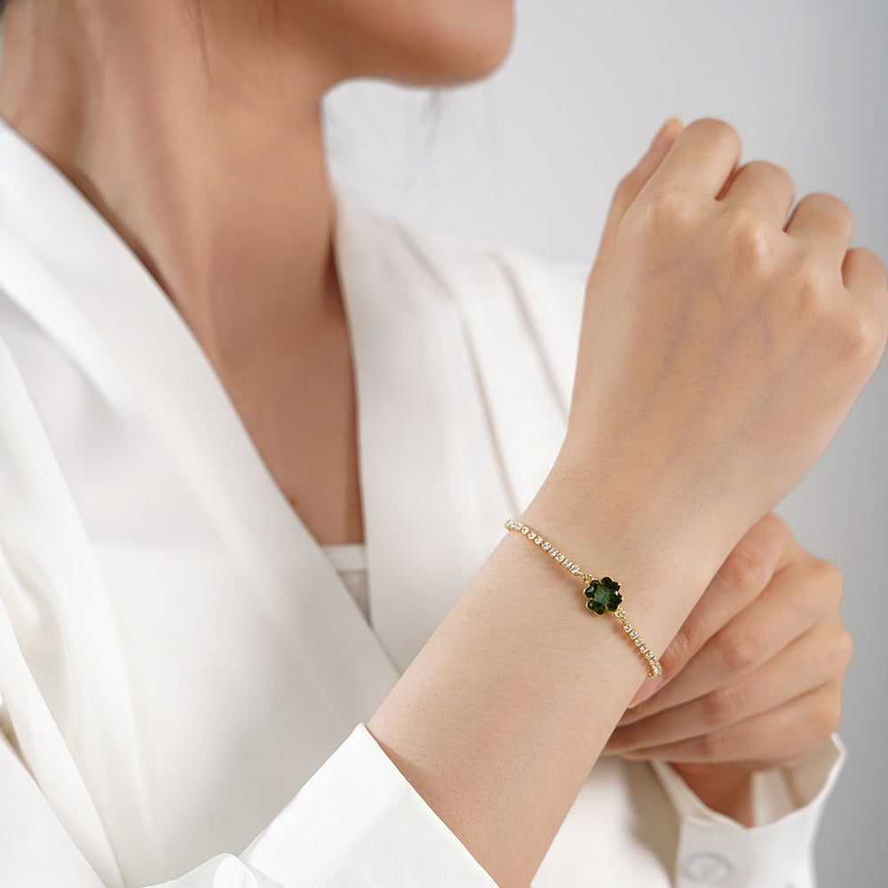 Bracelet – Four-Leaf Clover C, Jade Green Series