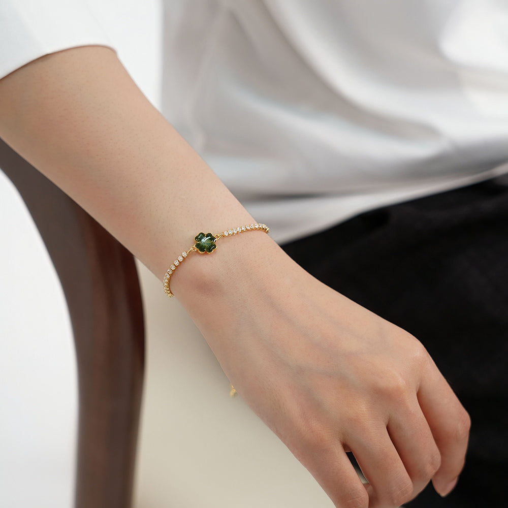 Bracelet – Four-Leaf Clover C, Jade Green Series