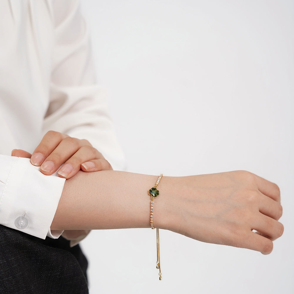 Bracelet – Four-Leaf Clover C, Jade Green Series