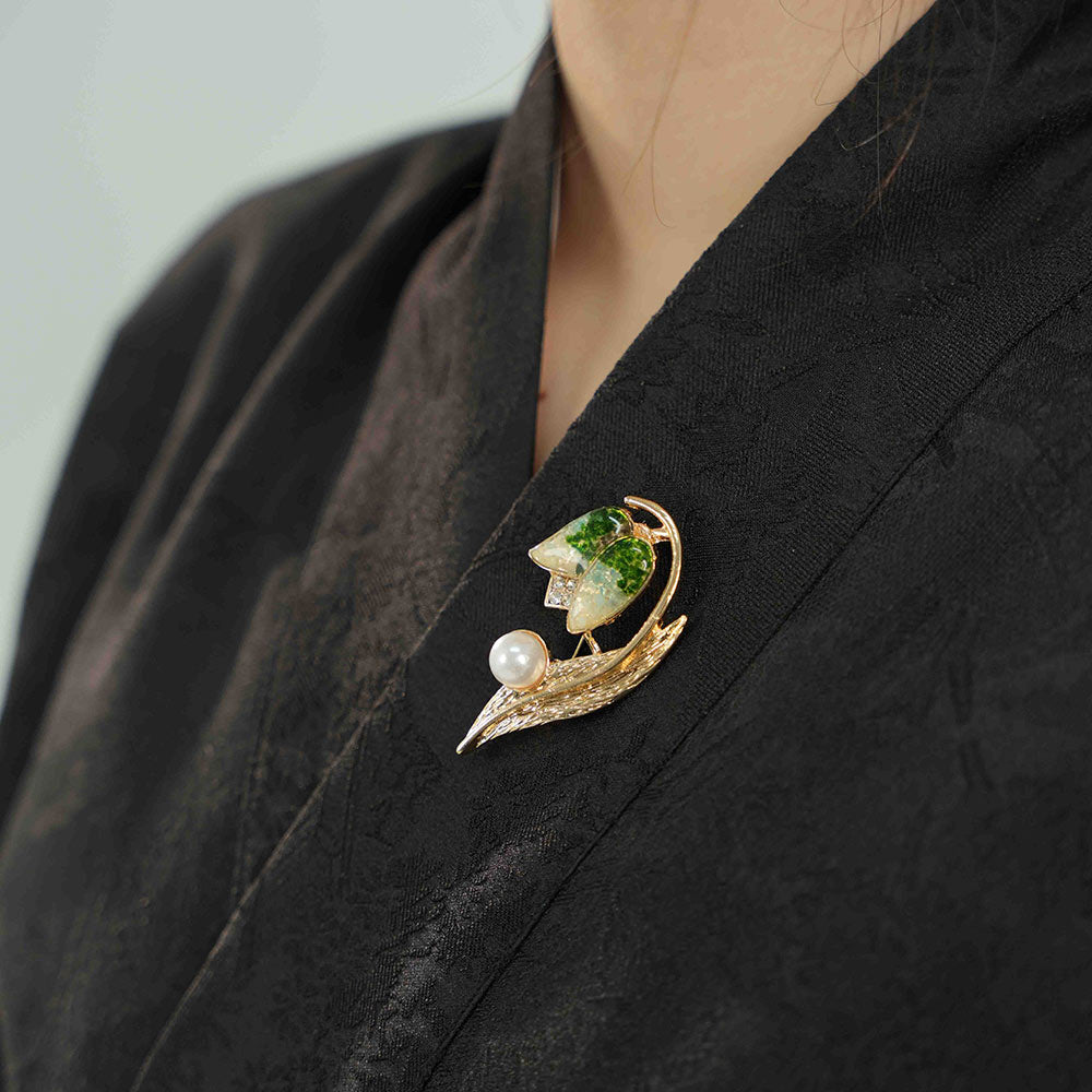 Green Tulip Brooch