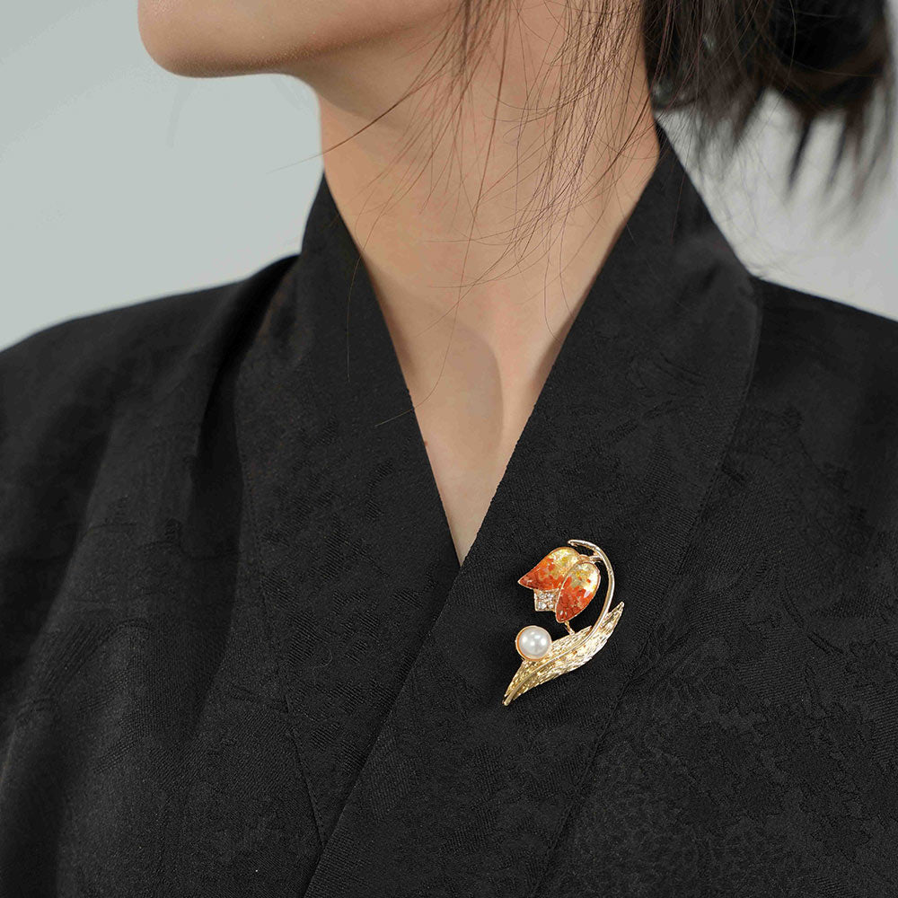 Red Tulip Brooch