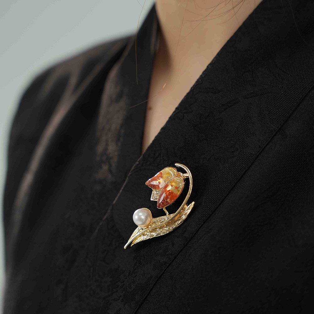 Red Tulip Brooch