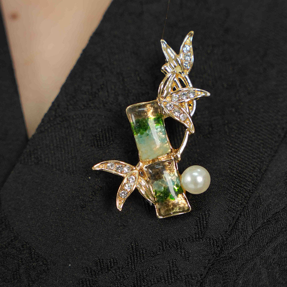 Green Bamboo Joint Brooch