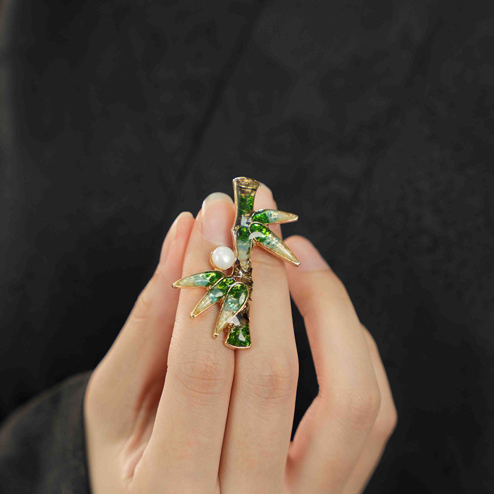Jade Green Bamboo Brooch