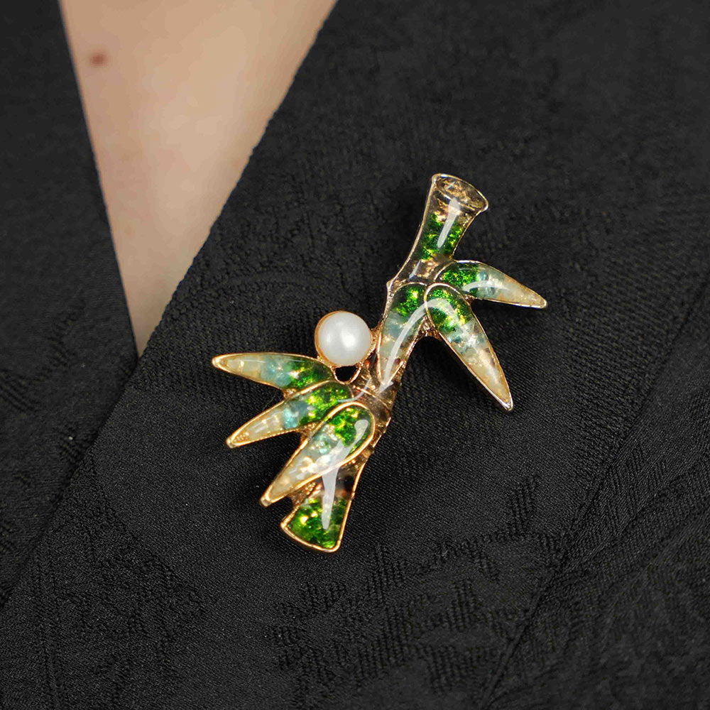 Jade Green Bamboo Brooch