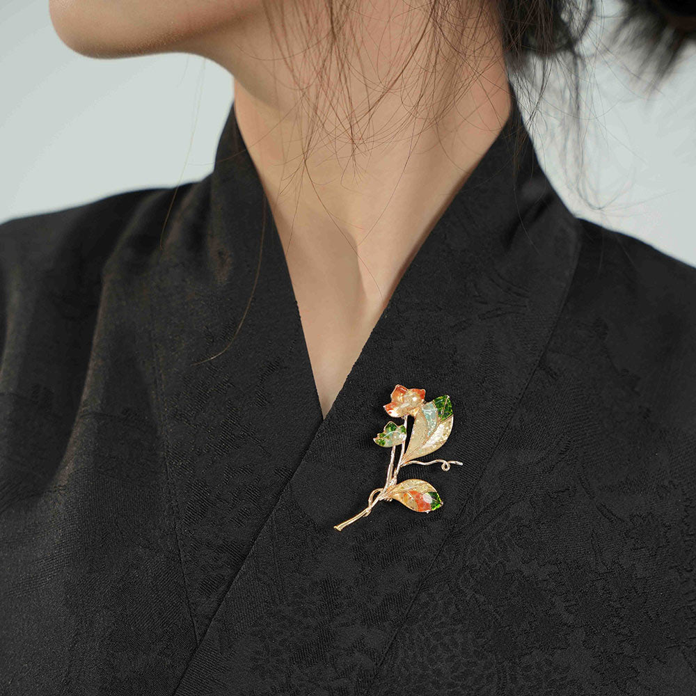 Floral Branch Brooch – Spring Gradient Series