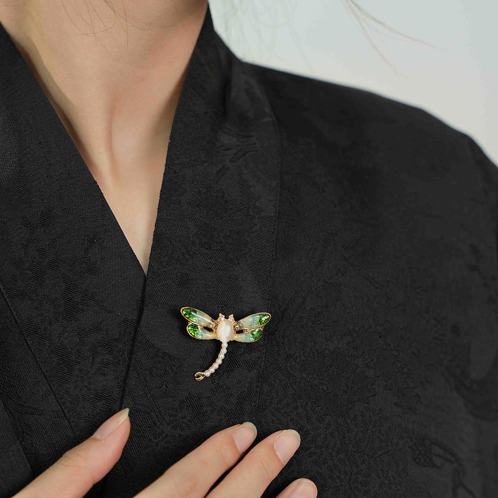 Jade Green Dragonfly Brooch