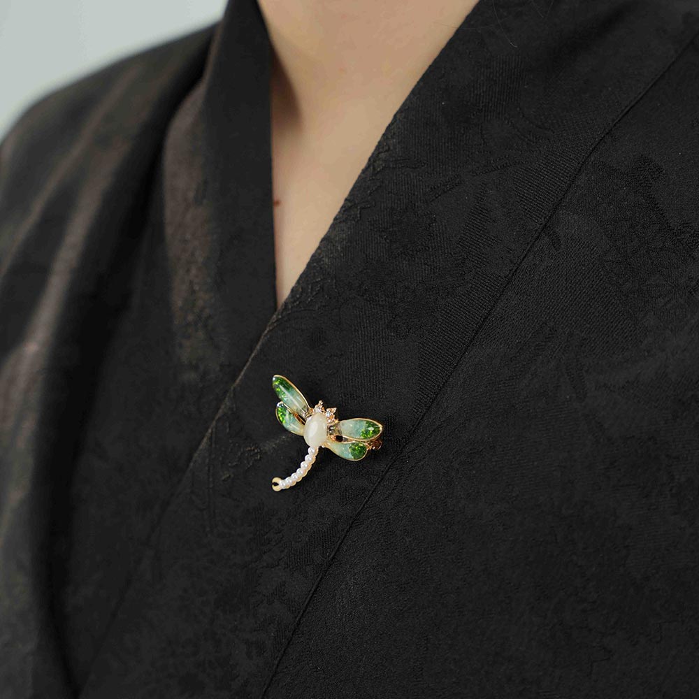 Jade Green Dragonfly Brooch