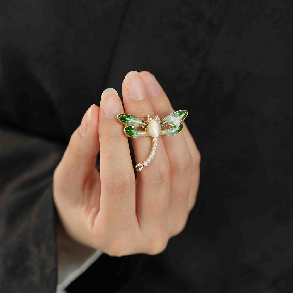 Jade Green Dragonfly Brooch