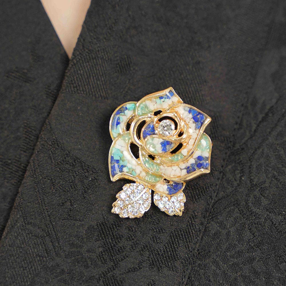 Camellia Brooch – Blue & White Series