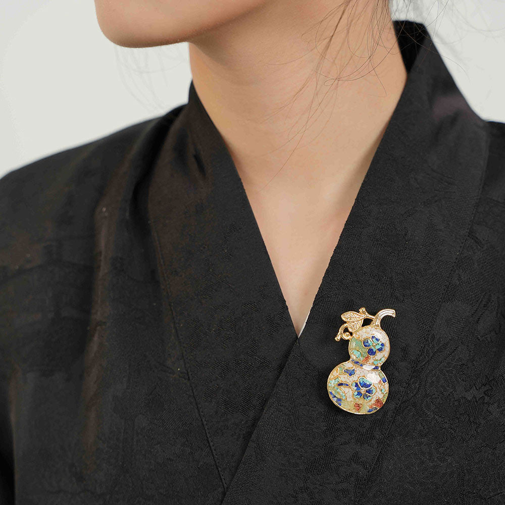 Multi-Gourd Brooch – Blue & White Series