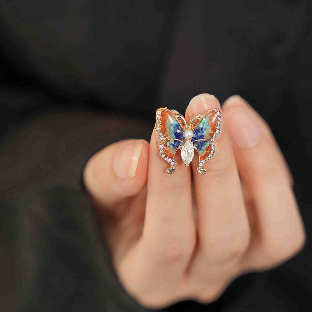 Dunhuang Color Pearl Butterfly Brooch