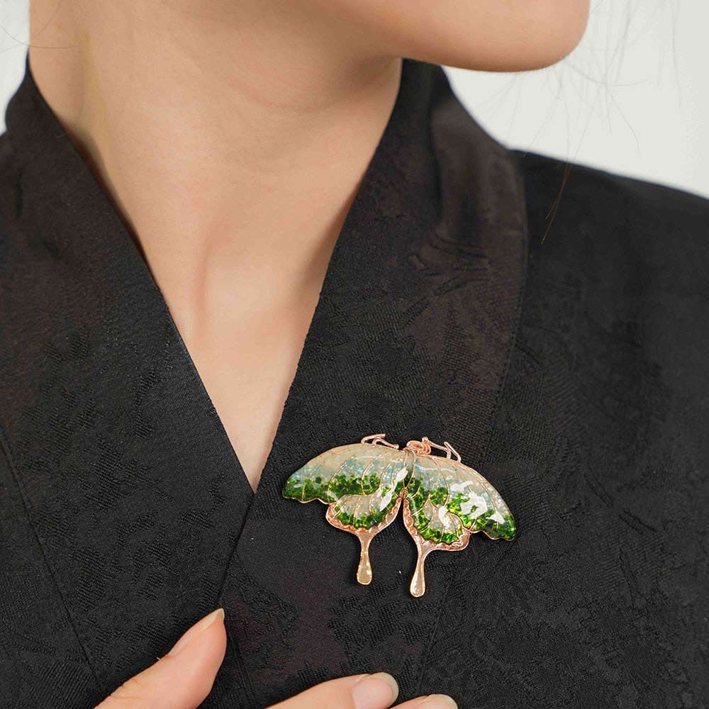 Jade Green Butterfly Brooch