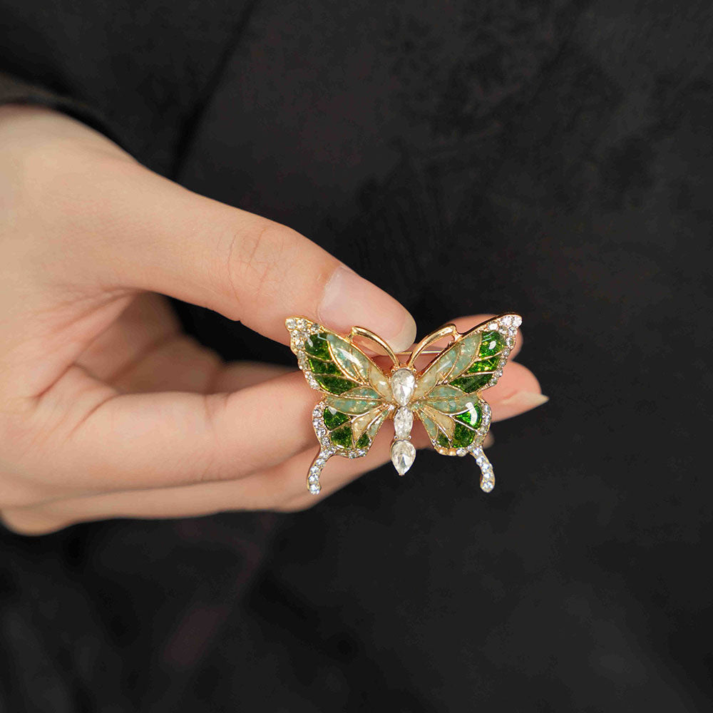 Jade Green Butterfly Brooch