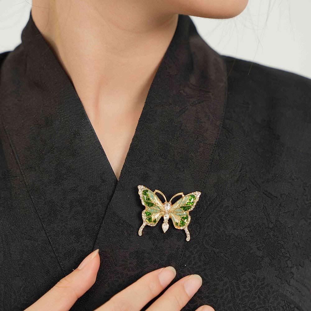 Jade Green Butterfly Brooch