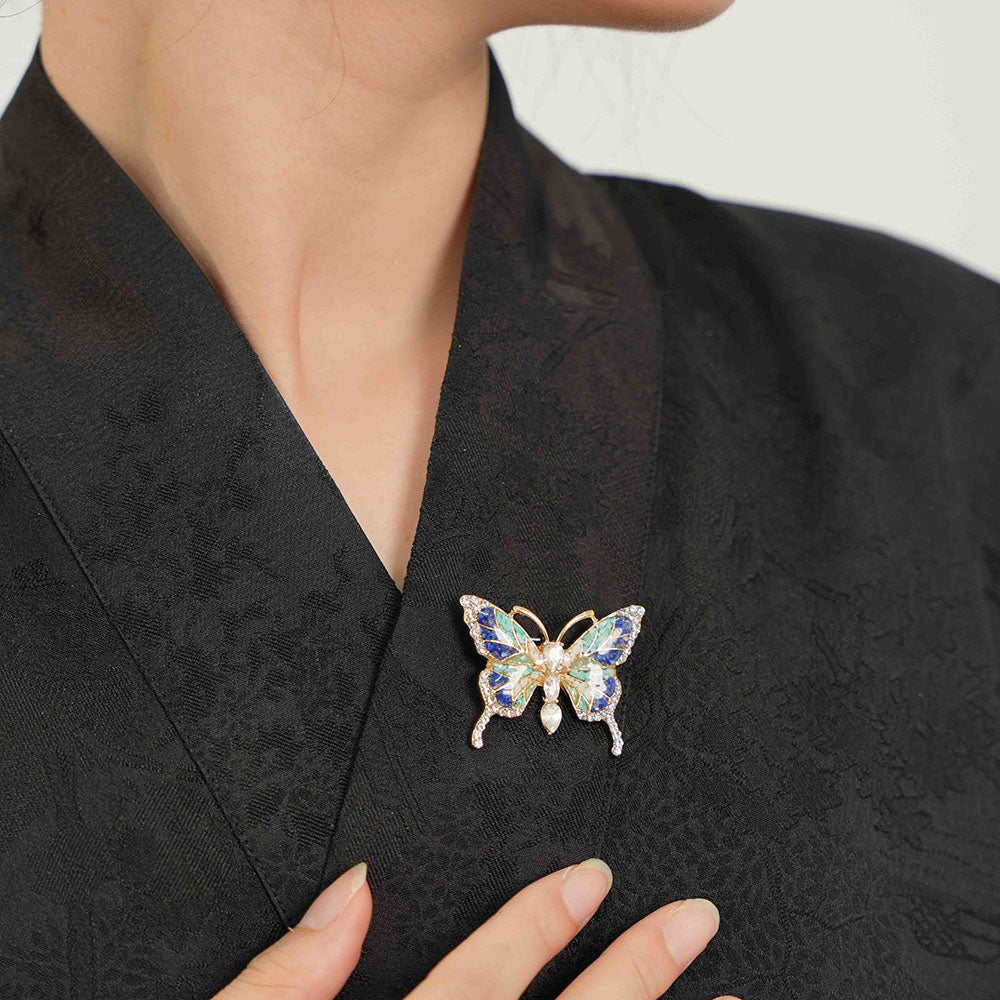 Blue & White Butterfly Brooch