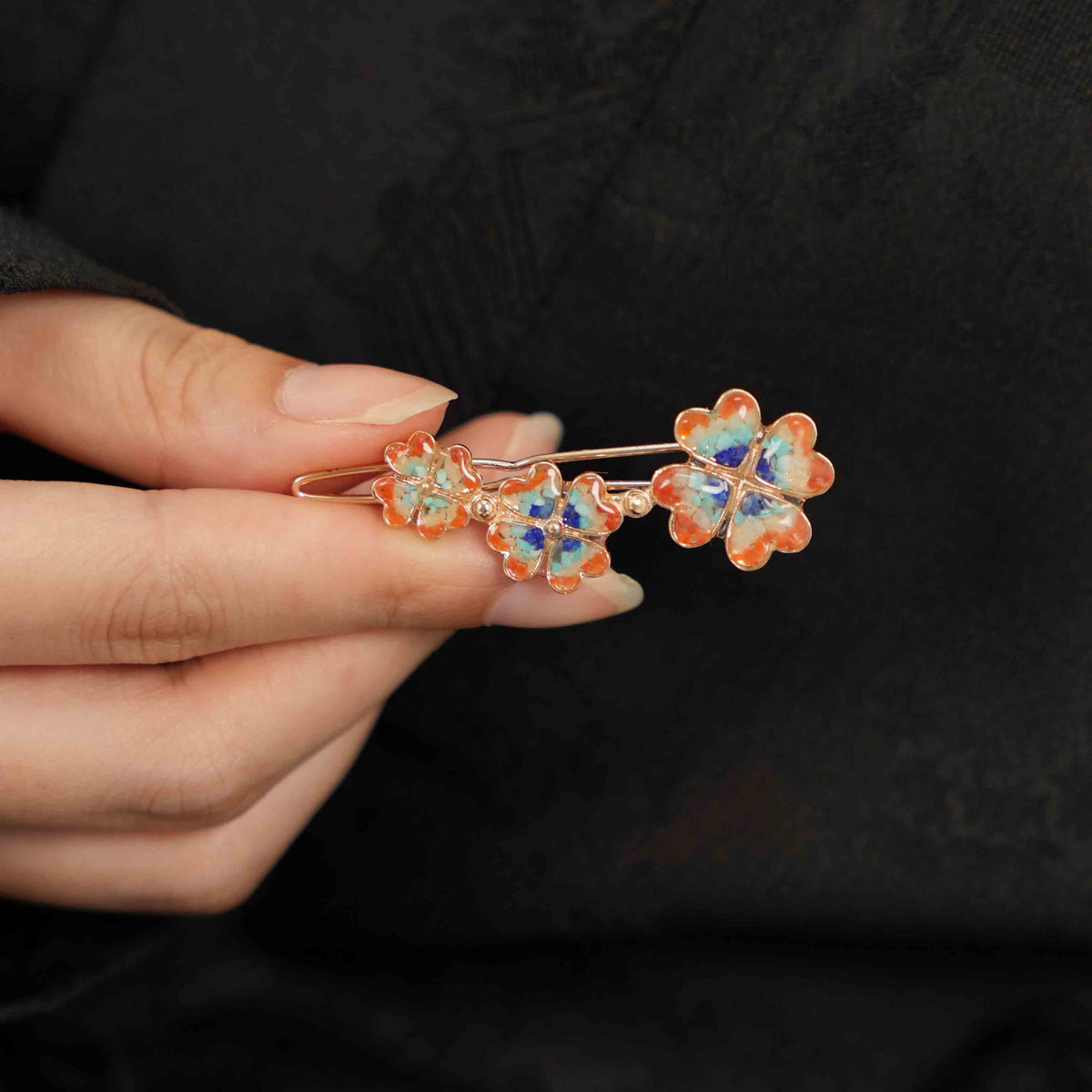 Dunhuang-style Four-Leaf Clover Hair Clip