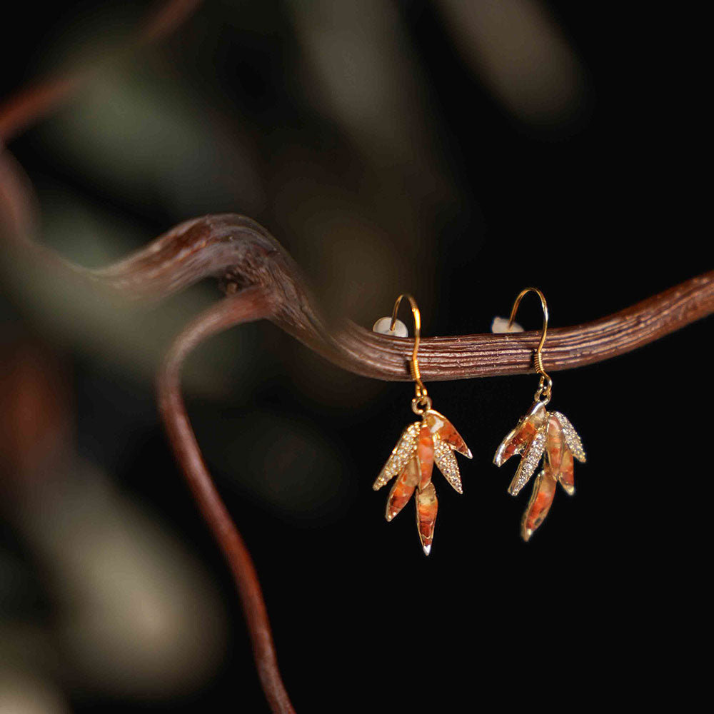 Bamboo Leaf Earrings – Red Series