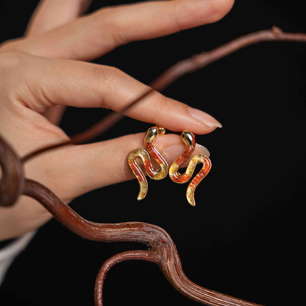 Snake Stud Earrings – Red & Prosperous Series
