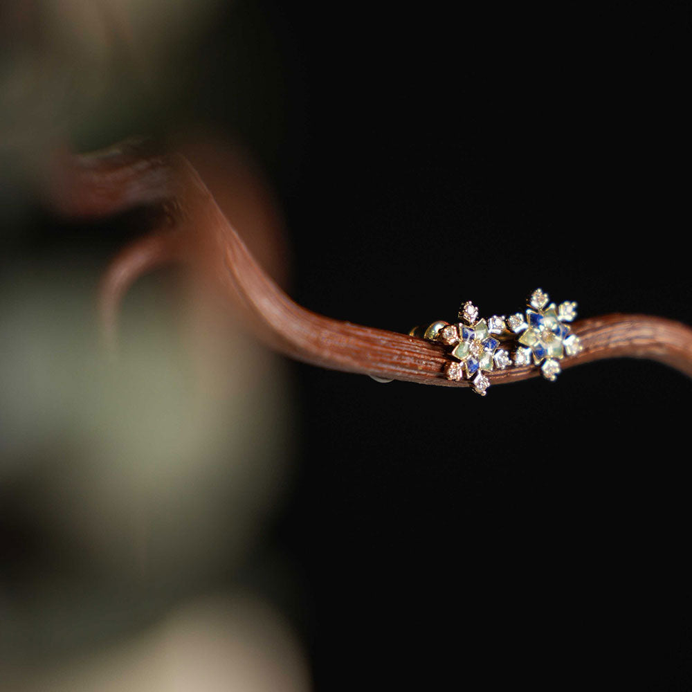Blue & White Snowflake Stud Earrings