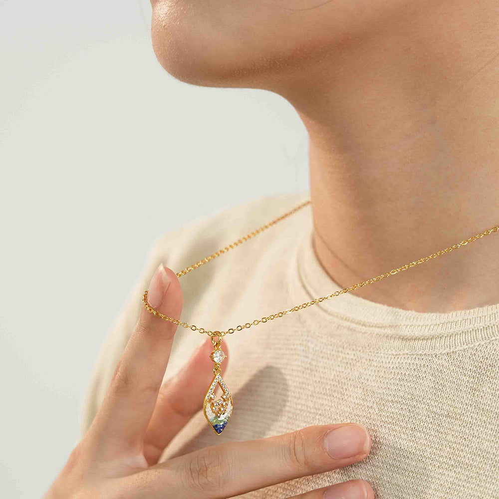 Necklace – Hollow Diamond, Blue & White