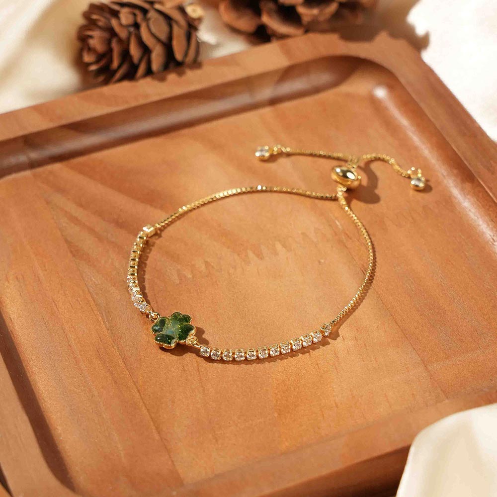 Bracelet – Four-Leaf Clover C, Jade Green Series
