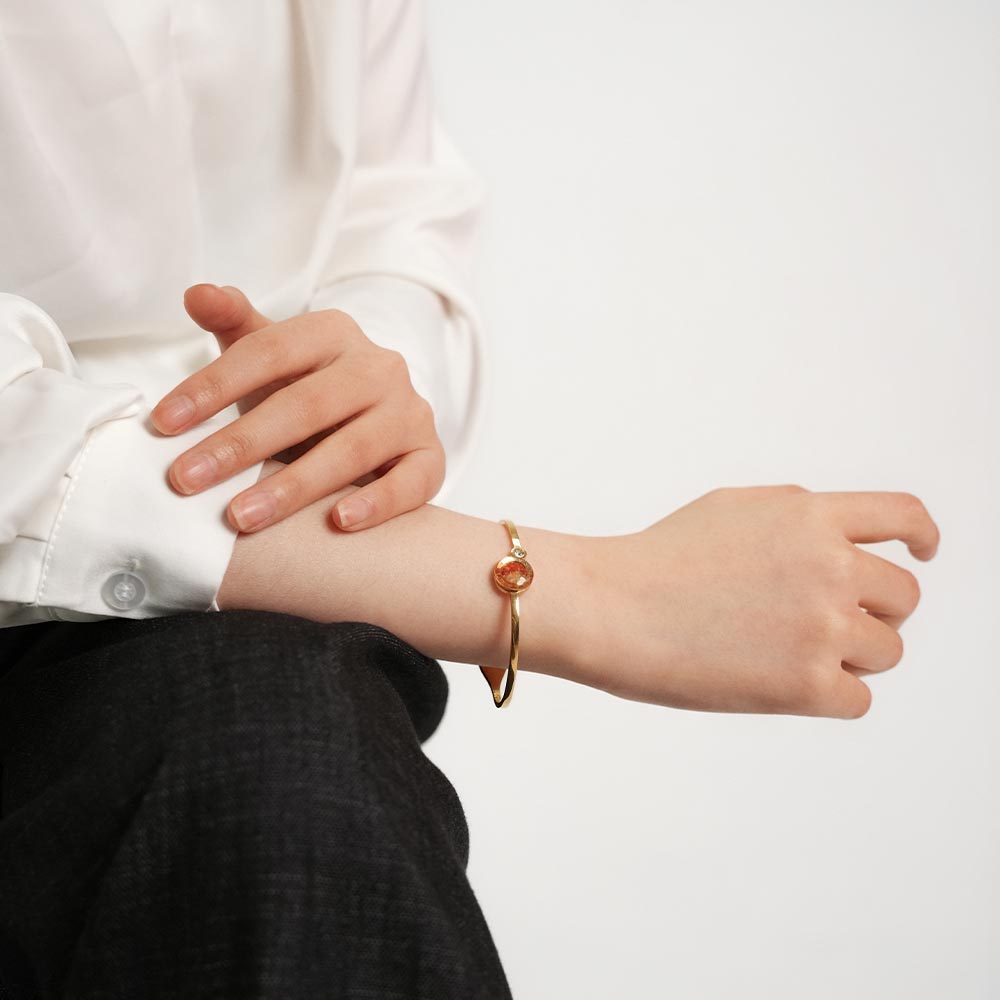Gold Bangle — Roman Numeral Cuff Bracelet