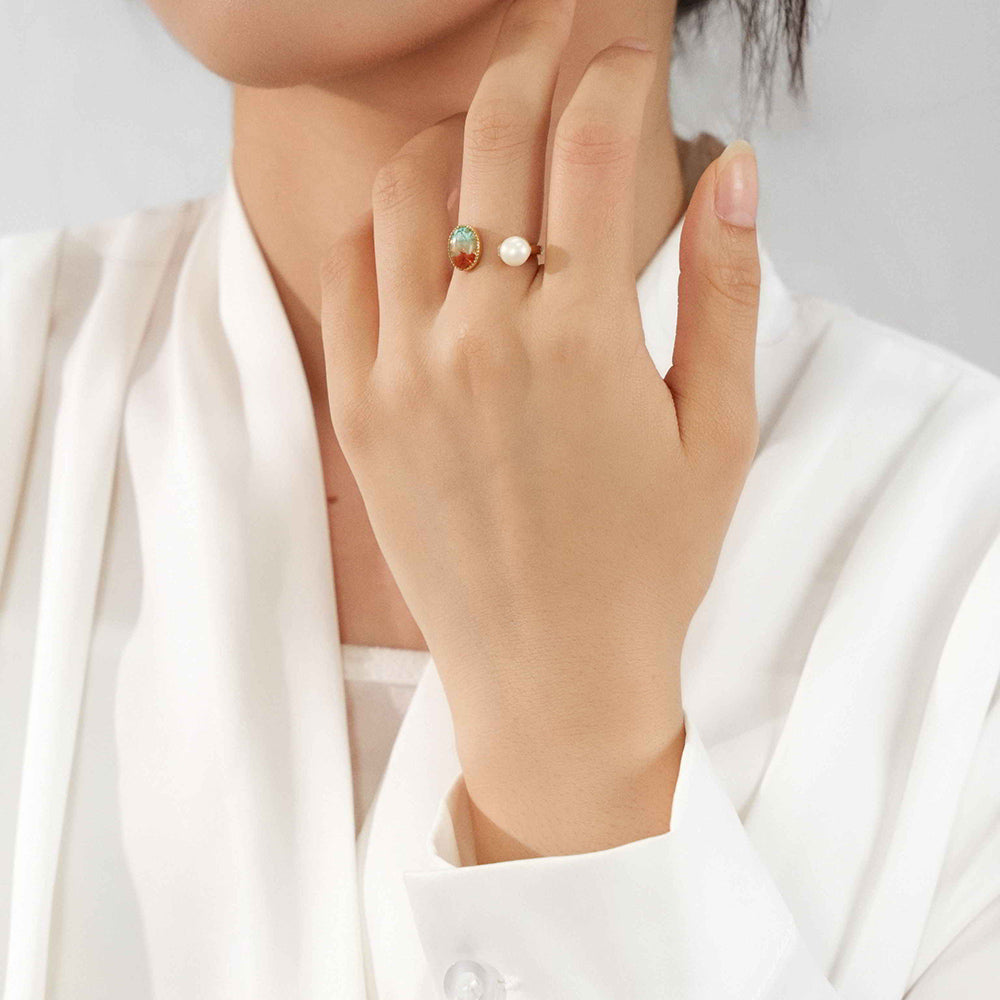 Oval Pearl Ring – Dunhuang Color Series