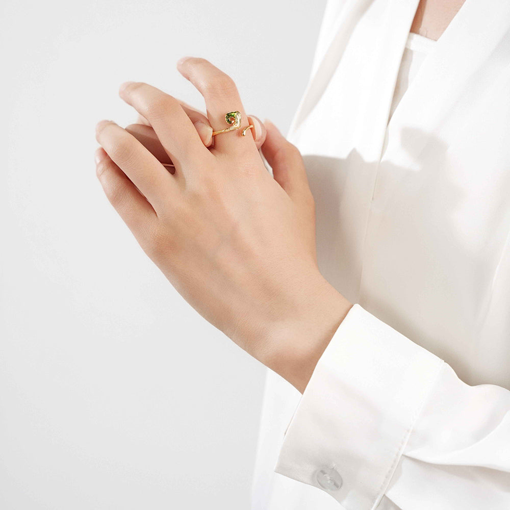 Jade Green Auspicious Cloud Open Ring