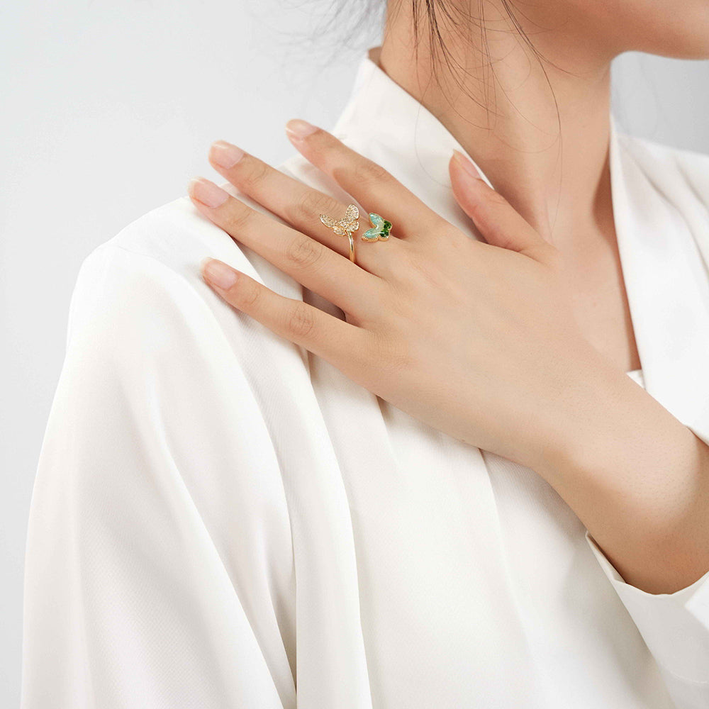Light Green Gradient Butterfly Ring – C Style