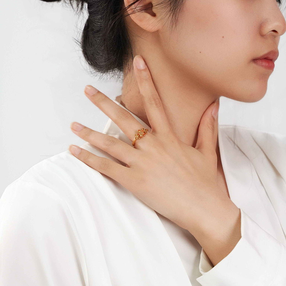 Five-Petal Flower Ring - Red & Prosperous Series