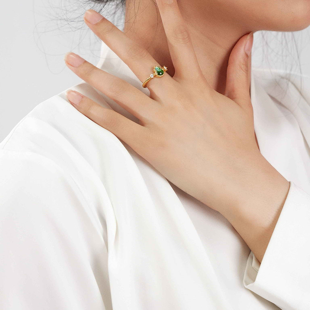 Jadeite Green Gourd Ring