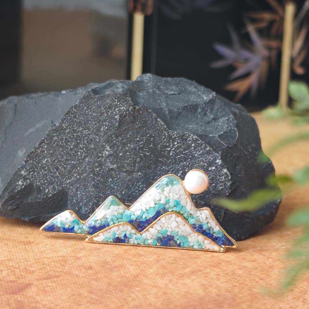 Lapis Lazuli Landscape Brooch
